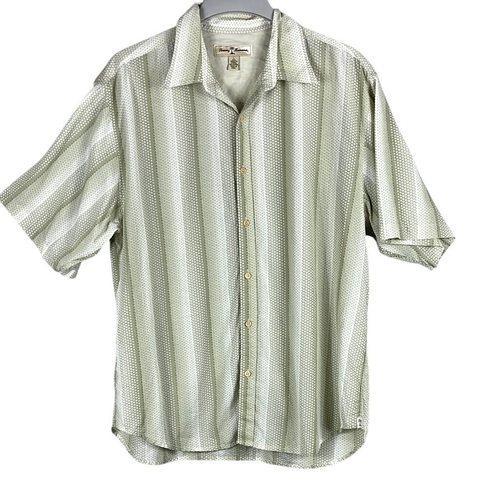 Tommy Bahama Short Sleeve Button Up Shirt Mens Size Large Tropical Green - Picture 1 of 7